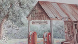 Vintage Kay Lamb Shannon "Martin's Garage" Country Scene Coca-Cola 7UP Double Cola Framed Print - Treasure Valley Antiques & Collectibles