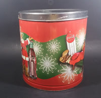 2008 Coca-Cola Coke Soda Beverage Scenes of Santa Flavored Popcorn 9 1/4" Tall Tin Canister - Treasure Valley Antiques & Collectibles