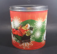 2008 Coca-Cola Coke Soda Beverage Scenes of Santa Flavored Popcorn 9 1/4" Tall Tin Canister - Treasure Valley Antiques & Collectibles