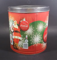 2008 Coca-Cola Coke Soda Beverage Scenes of Santa Flavored Popcorn 9 1/4" Tall Tin Canister - Treasure Valley Antiques & Collectibles