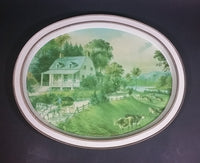 Vintage Currier and Ives "The American Homestead - Summer" Print Oval Tray - Treasure Valley Antiques & Collectibles