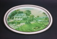 Vintage Currier and Ives "The American Homestead - Summer" Print Oval Tray - Treasure Valley Antiques & Collectibles