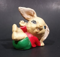 1970s Pepiware Bunny Laying on His Side Waving in Red Shirt Green Pants Figurine - England - Treasure Valley Antiques & Collectibles