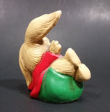 1970s Pepiware Bunny Laying on His Side Waving in Red Shirt Green Pants Figurine - England - Treasure Valley Antiques & Collectibles