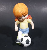 1982 Enesco Sports Little Girl Playing Football Soccer Decorative Collectible Figurine - Treasure Valley Antiques & Collectibles