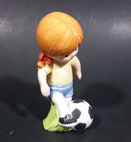 1982 Enesco Sports Little Girl Playing Football Soccer Decorative Collectible Figurine - Treasure Valley Antiques & Collectibles