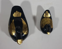 Decorative Black Lacquer with Gold Wings Mother and Baby Duck Lidded Containers - Treasure Valley Antiques & Collectibles