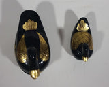 Decorative Black Lacquer with Gold Wings Mother and Baby Duck Lidded Containers - Treasure Valley Antiques & Collectibles