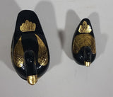 Decorative Black Lacquer with Gold Wings Mother and Baby Duck Lidded Containers - Treasure Valley Antiques & Collectibles