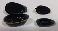 Decorative Black Lacquer with Gold Wings Mother and Baby Duck Lidded Containers - Treasure Valley Antiques & Collectibles