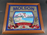 Vintage Molson Canadian Since 1786 Canada Goose Mountain Lake Scene Advertising Mirror - Treasure Valley Antiques & Collectibles