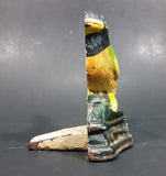 Antique Metalware Cast Iron Painted Yellow and Green Black Headed Song Bird Door Stop - Treasure Valley Antiques & Collectibles