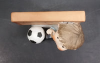 1982 Enesco Soccer Boy With Scoreboard Timer Clock "Dear God, Let's Go" Ceramic Figurine