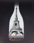 Wine Bottle Shaped Black and White Eiffel Tower Design Glass Cheese Cutting Board - Treasure Valley Antiques & Collectibles