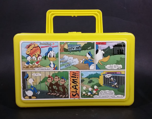 Vintage Disney's Cook'd Up Comics Donald Duck The Monkey's Uncle Yellow Plastic Pencil Case - Treasure Valley Antiques & Collectibles