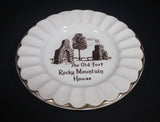 Vintage "The Old Fort" Rocky Mountain House 22K Gold Trim Ashtray - Treasure Valley Antiques & Collectibles