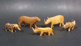 Vintage Wooden Hand Carved African Animals Set of 5 - Treasure Valley Antiques & Collectibles