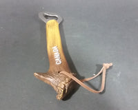 Canada Deer Antler Horn Bar Beverage Metal Bottle Opener with Rawhide Hanger - Treasure Valley Antiques & Collectibles