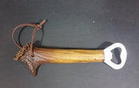 Canada Deer Antler Horn Bar Beverage Metal Bottle Opener with Rawhide Hanger - Treasure Valley Antiques & Collectibles