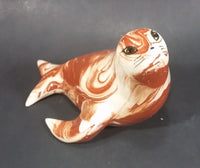 Ceramitique Alaska Clay Ceramic Brown Swirl Seal Figurine - Signed Carol - Treasure Valley Antiques & Collectibles