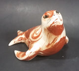 Ceramitique Alaska Clay Ceramic Brown Swirl Seal Figurine - Signed Carol - Treasure Valley Antiques & Collectibles