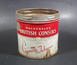 Vintage W.C. Macdonald's British Consols Cigarette Tobacco Red & White Tin Can - No lid - Treasure Valley Antiques & Collectibles