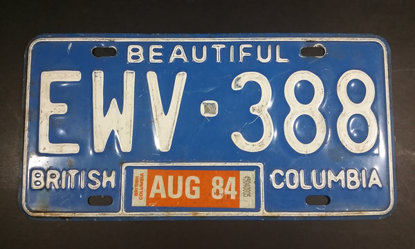 1984 Beautiful British Columbia Blue with White Letters Vehicle License Plate - Treasure Valley Antiques & Collectibles