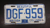 1970 Beautiful British Columbia White with Blue Letters Vehicle License Plate - Treasure Valley Antiques & Collectibles