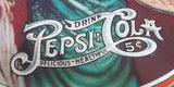 Vintage 1970s Pepsi Cola "Lady Gibson" Oval Orange Border Beverage Serving Tray - Treasure Valley Antiques & Collectibles