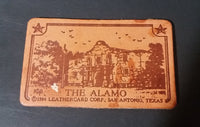 Collectible 1994 The Alamo Brown Leather Fridge Magnet Souvenir Memorabilia - Leathercard Corp. - Treasure Valley Antiques & Collectibles