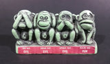 Vintage Cal Themes Inc. 1968 4 Wise Monkeys See No Evil Have No Fun Green Chalk Ware Figurine - Treasure Valley Antiques & Collectibles