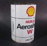 Vintage Shell Aeroshell Aviation Motor Oil W One Litre Bilingual English French Can - Empty - Treasure Valley Antiques & Collectibles
