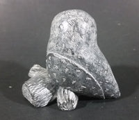 A Wolf Original Barn Owl On A Log Soapstone Carved Sculpture Ornament w/ Original Sticker - Treasure Valley Antiques & Collectibles