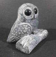 A Wolf Original Barn Owl On A Log Soapstone Carved Sculpture Ornament w/ Original Sticker - Treasure Valley Antiques & Collectibles