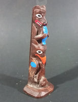 Authentic Alaska Craft Carved Wooden 5" Totem Pole Travel Souvenir Collectible - Treasure Valley Antiques & Collectibles