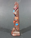 Authentic Alaska Craft Carved Wooden 5" Totem Pole Travel Souvenir Collectible - Treasure Valley Antiques & Collectibles