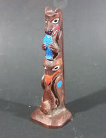 Authentic Alaska Craft Carved Wooden 5" Totem Pole Travel Souvenir Collectible - Treasure Valley Antiques & Collectibles