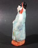 Vintage Chinese Wiseman in a Light Blue Robe with Red Item in Hand Figurine - Treasure Valley Antiques & Collectibles