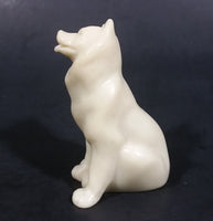 Small Marble Resin White Soapstone look Wolf Dog Sculpture Figurine - Treasure Valley Antiques & Collectibles