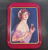 1974 Coca-Cola Coke Soda Pop 1927 Calendar Girl Pink Magenta Metal Beverage Serving Tray - Treasure Valley Antiques & Collectibles