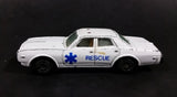 1980s Yatming Dodge Monaco White Rescue Die Cast Toy Car Emergency Vehicle - Treasure Valley Antiques & Collectibles