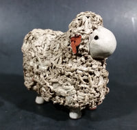 Vintage Red Clay Detailed Grey Sheep Figurine - Treasure Valley Antiques & Collectibles