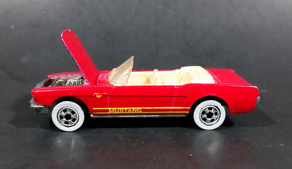 1991 Hot Wheels 1965 Ford Mustang Convertible Dark Red WW Die Cast Toy Car Vehicle - Opening Hood - Treasure Valley Antiques & Collectibles