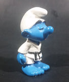 1981 Schleich Germany Peyo Smurf Karate Judo Martial Arts Costume 2" PVC Figurine - Treasure Valley Antiques & Collectibles