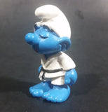 1981 Schleich Germany Peyo Smurf Karate Judo Martial Arts Costume 2" PVC Figurine - Treasure Valley Antiques & Collectibles