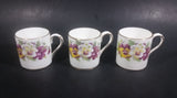 1930-1950 Crown Staffordshire Set of 3 Purple Yellow White Floral Fine Bone China Tea Cups - Treasure Valley Antiques & Collectibles