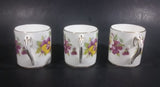 1930-1950 Crown Staffordshire Set of 3 Purple Yellow White Floral Fine Bone China Tea Cups - Treasure Valley Antiques & Collectibles