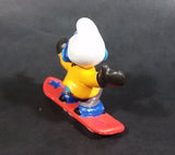 1997 Schleich Germany Peyo Puffo Smurf Snowboarder 2 3/8" PVC Figurine - Made in Portugal