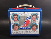 Very Rare 1976 NHLPA NHL Ice Hockey Players Association Blue Red Signatures Lunch Box (No Thermos) - Treasure Valley Antiques & Collectibles