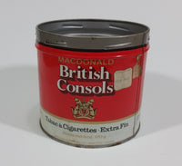 Vintage Macdonald British Consols Extra Fine Cut Cigarette Tobacco Red and White Tin No Lid - Treasure Valley Antiques & Collectibles